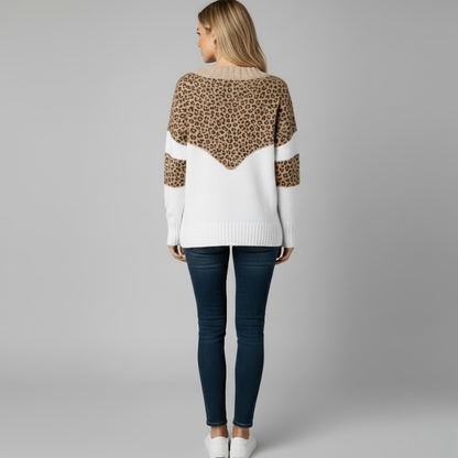Rain | elegancki sweter damski z dzianiny z dekoltem w serek, prosty krój na co dzień