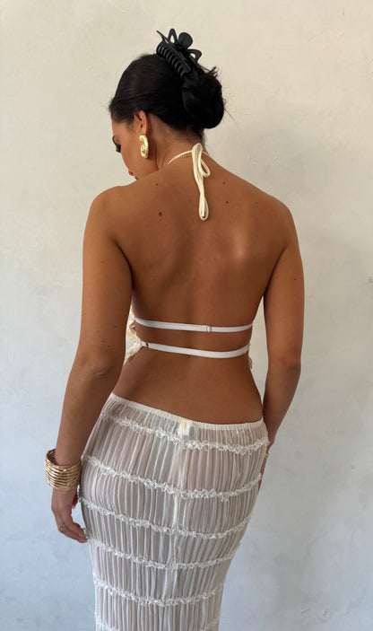 Diane | Damski zestaw Adelynn top halter i warstwowa spódnica maxi luźny