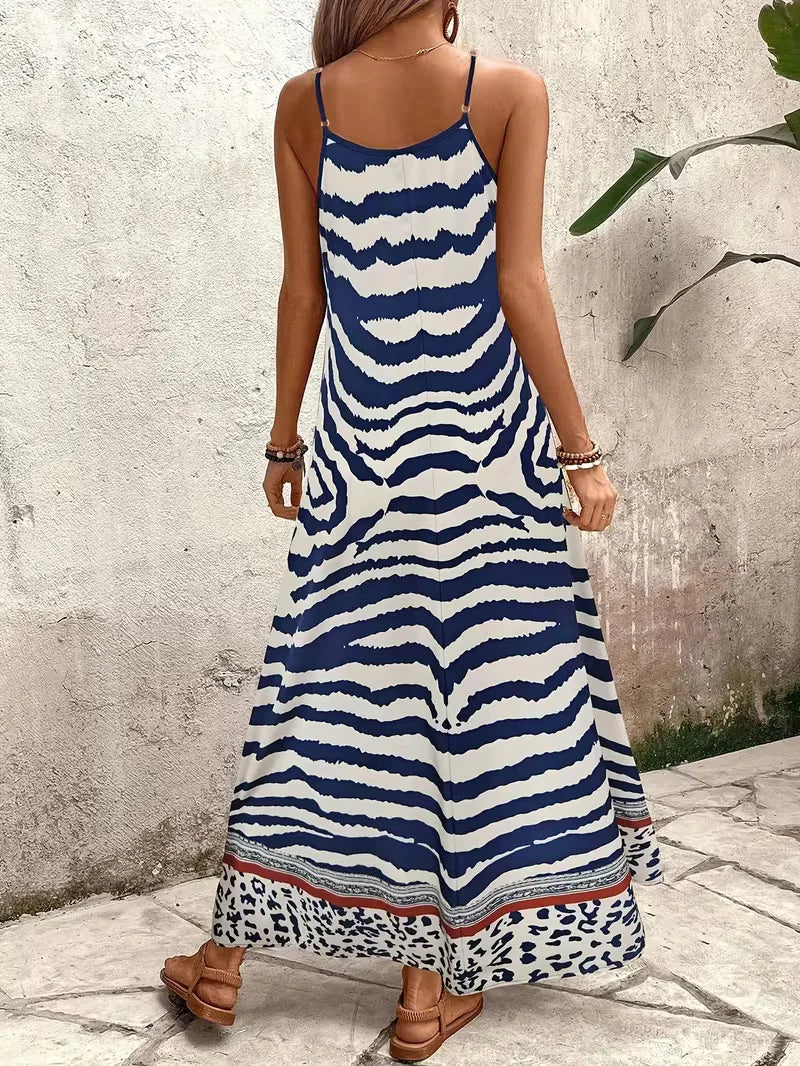 Lillian | Damska suknia wieczorowa maxi w panterkę