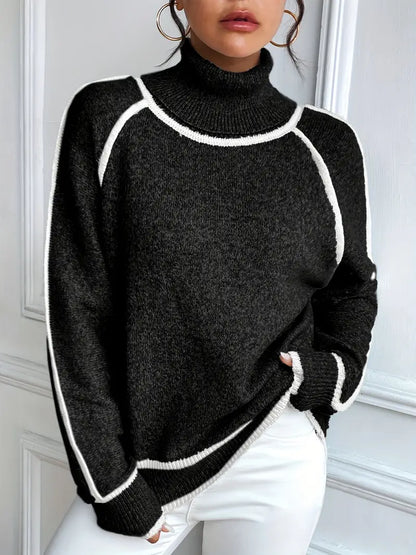Gwendoline | Damski elegancki dzianinowy sweter z golfem
