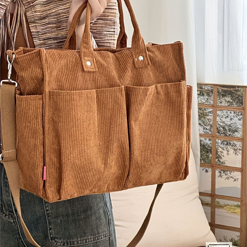 Serafina - Damska Torba Shopper | Duża z Przednimi Kieszeniami