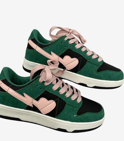 Mabel | damskie sneakersy niskie z kontrastowymi detalami i sznurowaniem