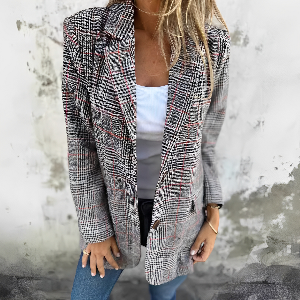 Callie - Damski formalny blezer w kratkę