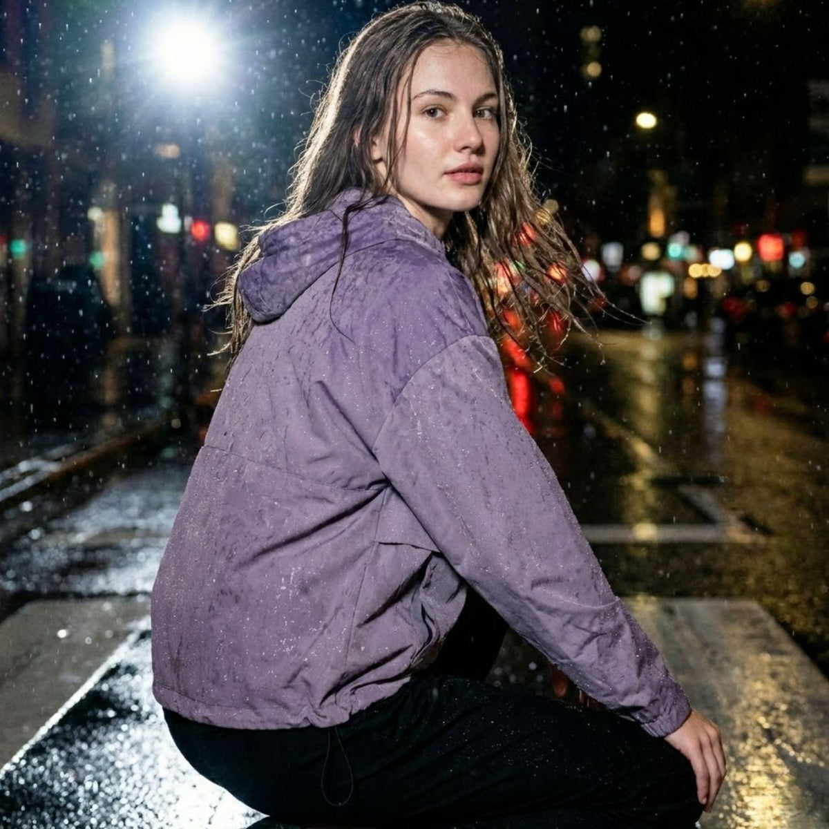 Medea | Damski oversize anorak z półzamkiem i przednią kieszenią typu kangurka