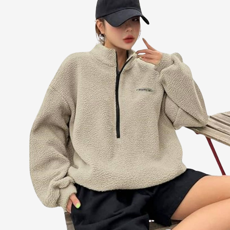 Chara | Sweter damski oversize z długim rękawem, stójka