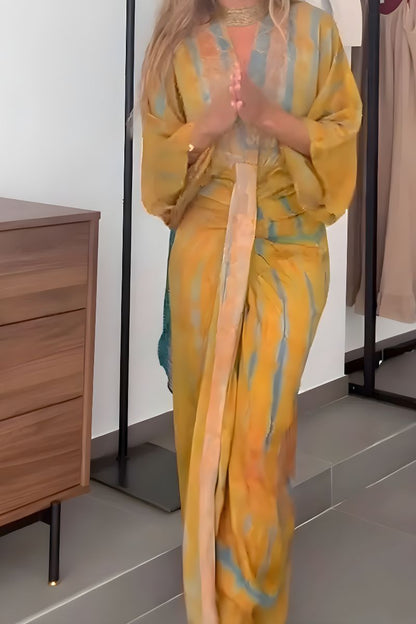 Melinda | Sukienka damska maxi kimono tie-dye z dekoltem V
