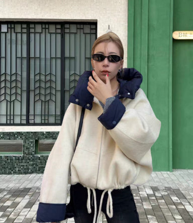 Rosalie – damski, elegancki płaszcz w stylu streetwearowym z kapturem