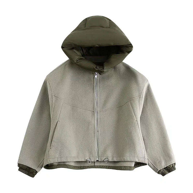 Rosalie – damski, elegancki płaszcz w stylu streetwearowym z kapturem