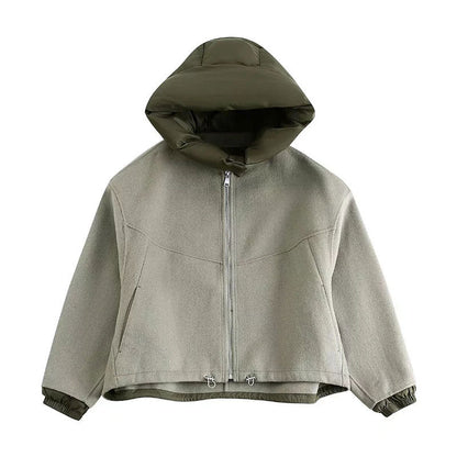 Rosalie – damski, elegancki płaszcz w stylu streetwearowym z kapturem