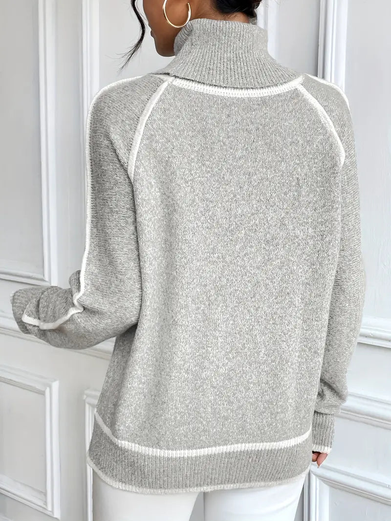Gwendoline | Damski elegancki dzianinowy sweter z golfem