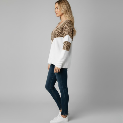 Rain | elegancki sweter damski z dzianiny z dekoltem w serek, prosty krój na co dzień