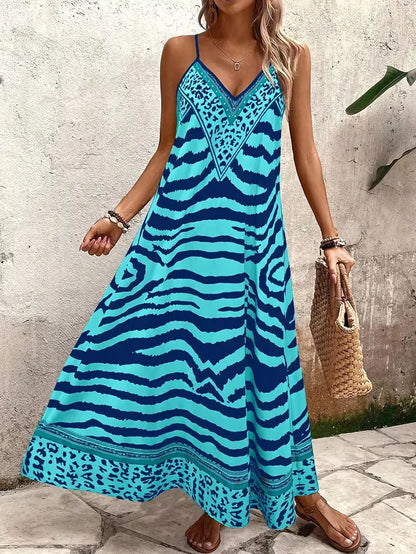 Lillian | Damska suknia wieczorowa maxi w panterkę