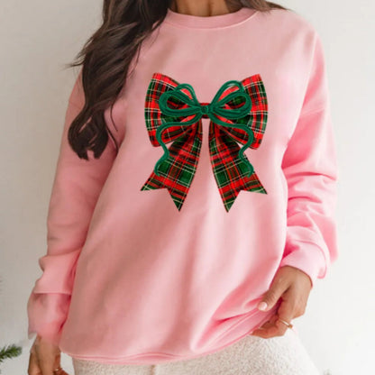 Katy - Damski sweter świąteczny z kokardą