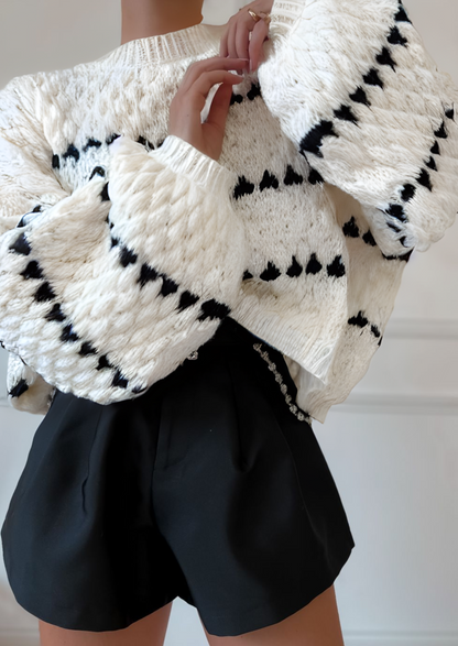 Luci | Nowoczesny damski sweter oversize, dzianinowy z wzorem, wygodny i stylowy fason