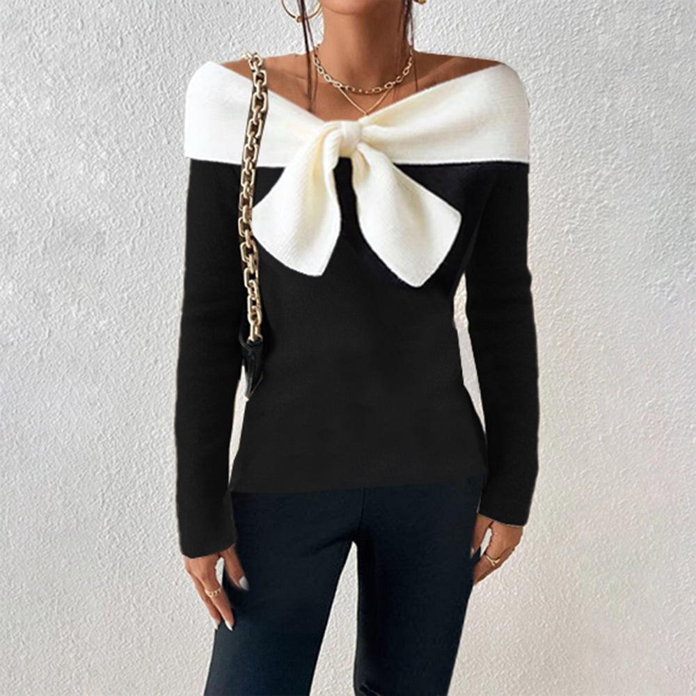 Maryanne | Damski elegancki sweter z dekoltem w serek