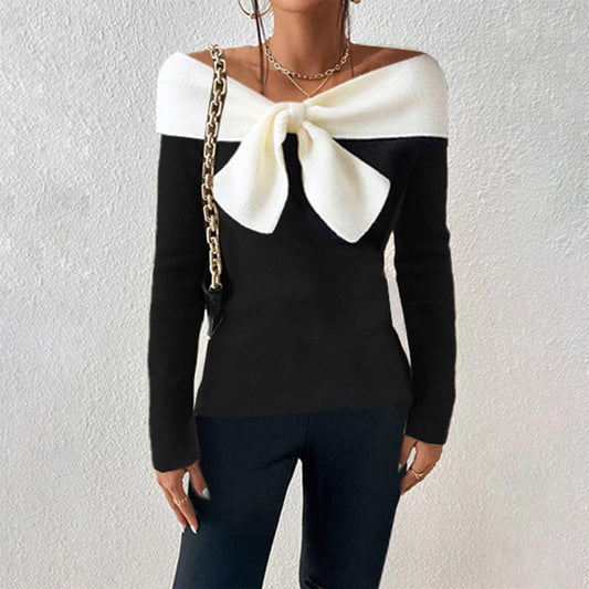 Maryanne | Damski elegancki sweter z dekoltem w serek