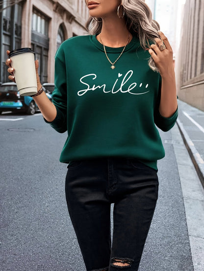 Solenne - Damska Bluza z Napisem "Smile"