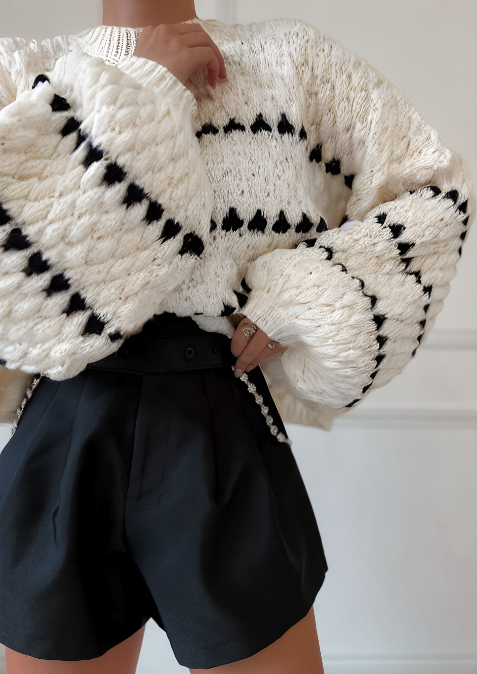 Luci | Nowoczesny damski sweter oversize, dzianinowy z wzorem, wygodny i stylowy fason