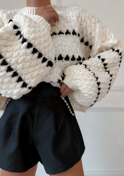 Luci | Nowoczesny damski sweter oversize, dzianinowy z wzorem, wygodny i stylowy fason