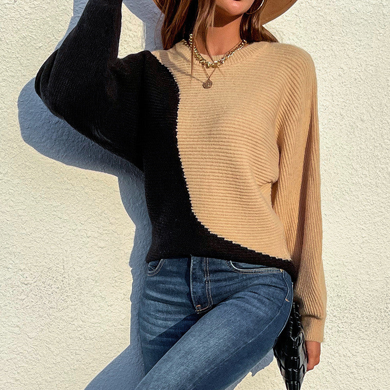 Vicky – modny, elegancki sweter damski z kontrastowym wykończeniem