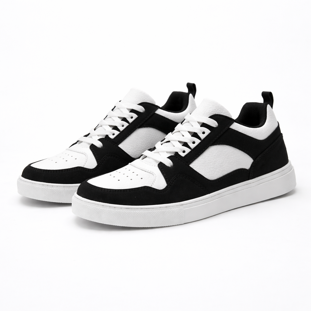 Judith | Damskie sneakersy czarno-białe sznurowane o miejskim