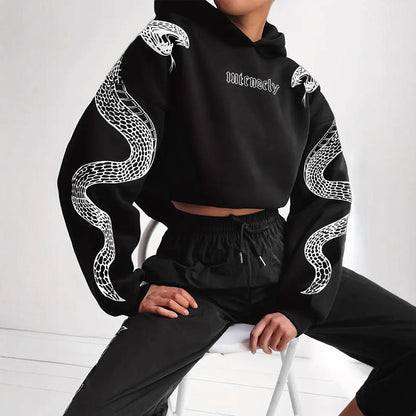 Anastasia – modna damska bluza z kapturem z nadrukiem węża