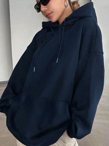 Justine | Damska bluza oversize z kapturem z graficznym nadrukiem
