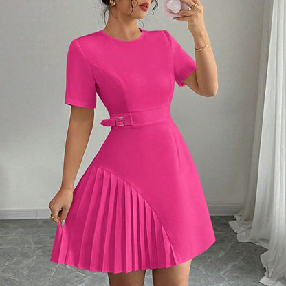 Penelope | Sukienka mini damska z krótkim rękawem i paskiem w eleganckim stylu