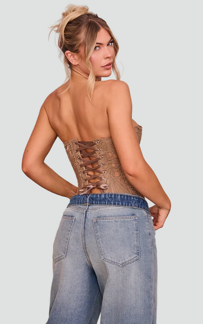 Margaretta | Top bustier damski koronkowy bez ramiączek w eleganckim stylu