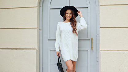 Lottie - Damska sukienka zimowa z długim rękawem | Oversize