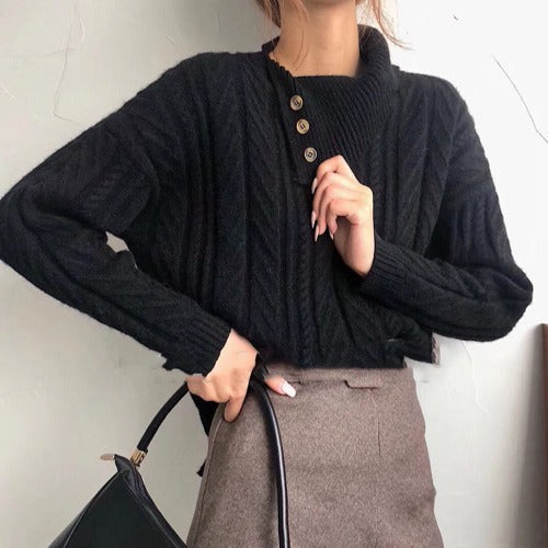 Betty – Stylowy, modny damski sweter z dzianiny z kołnierzem