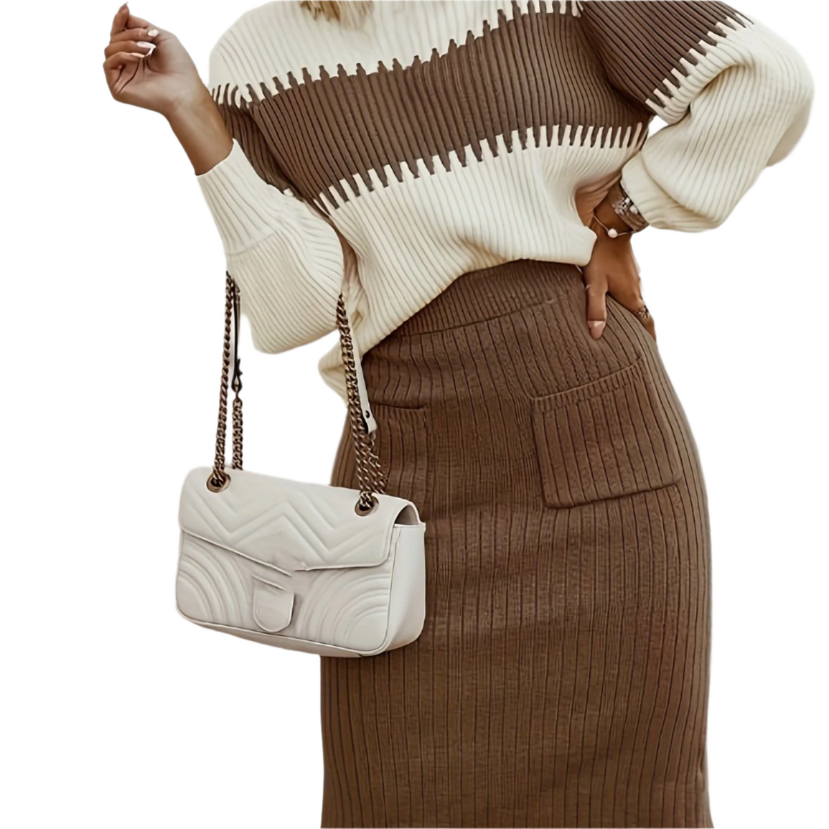 Gina – stylowy zestaw dzianinowy dla nowoczesnych kobiet – casual chic