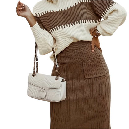 Gina – stylowy zestaw dzianinowy dla nowoczesnych kobiet – casual chic