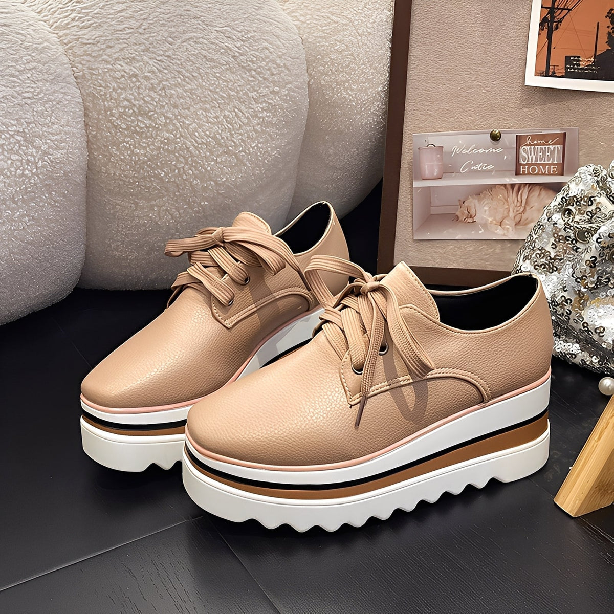 Samantha - Nowoczesne sneakersy na platformie z grubą podeszwą dla kobiet