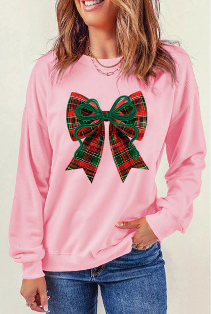 Katy - Damski sweter świąteczny z kokardą