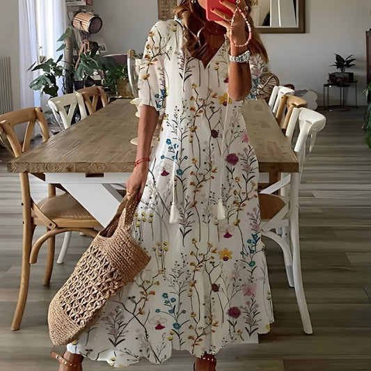 Davina - Sukienka elegancka z dekoltem V luźna dla kobiet