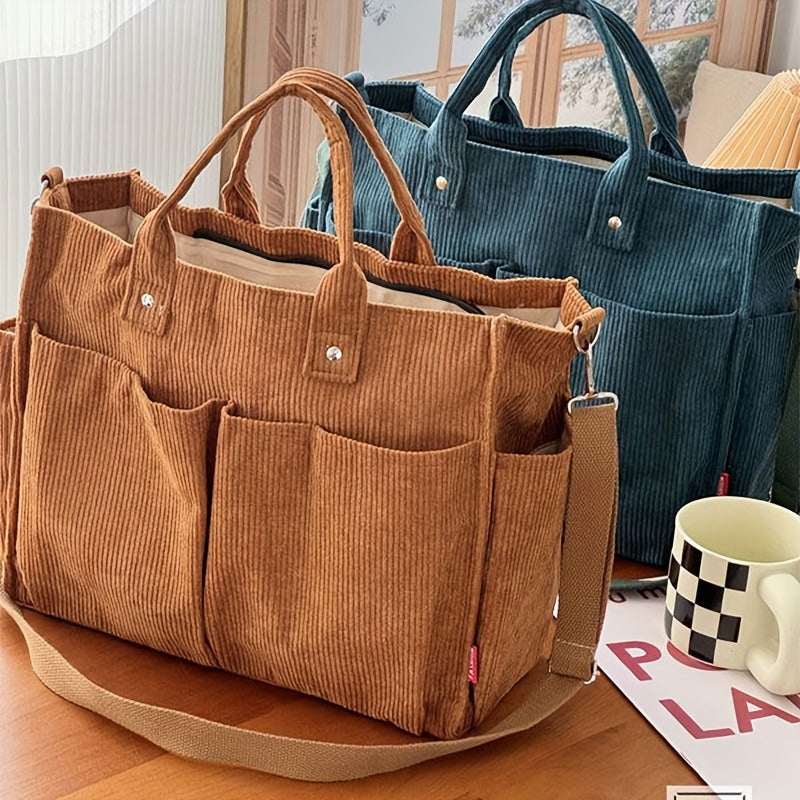 Serafina - Damska Torba Shopper | Duża z Przednimi Kieszeniami