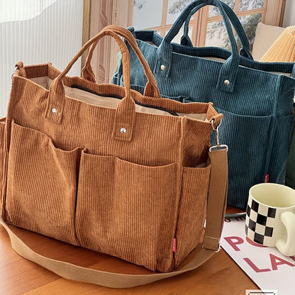 Serafina - Damska Torba Shopper | Duża z Przednimi Kieszeniami
