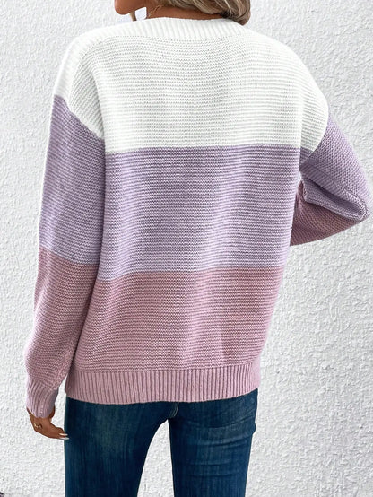 Evadne - Damski sweter w pastelowe pasy – wygodny i stylowy na co dzień