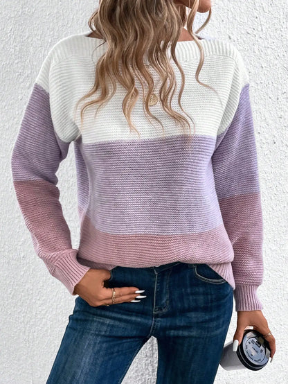 Evadne - Damski sweter w pastelowe pasy – wygodny i stylowy na co dzień