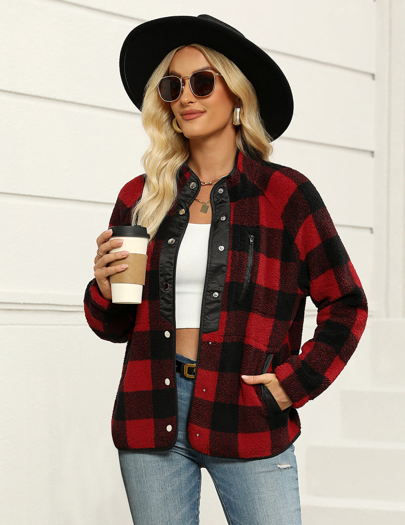Zara | Damska przytulna kurtka polarowa z westernowym wzorem azteckim, ciepły i casualowy fason