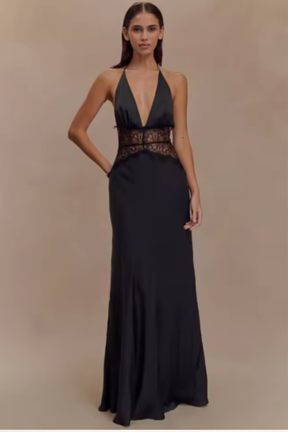 Agnieszka | Sukienka damska maxi | Elegancka, z odkrytymi plecami