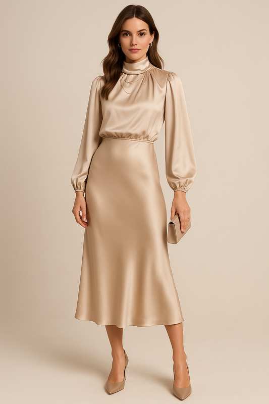 Olivia | Elegancka sukienka midi z golfem na wesele i przyjęcia