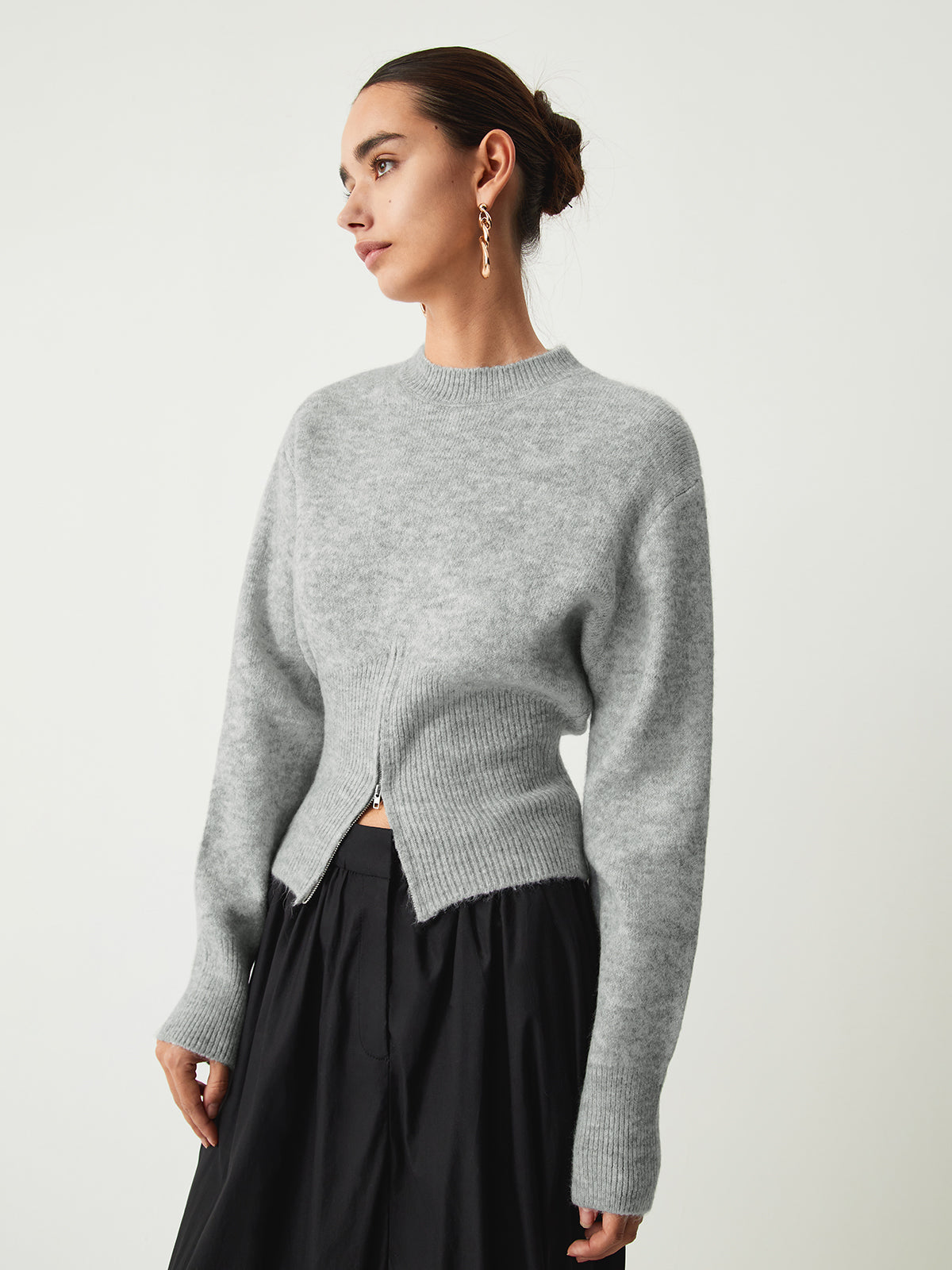 Edith | Damski sweter z półzamkiem i puszystą fakturą, wygodny i cozy fason