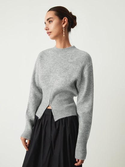 Edith | Damski sweter z półzamkiem i puszystą fakturą, wygodny i cozy fason