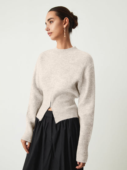 Edith | Damski sweter z półzamkiem i puszystą fakturą, wygodny i cozy fason
