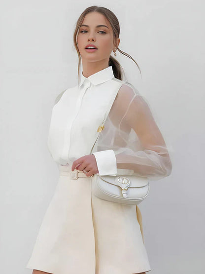 Glenda | Elegancka bluzka damska z ozdobnymi rękawami o luźnym, stylowym kroju