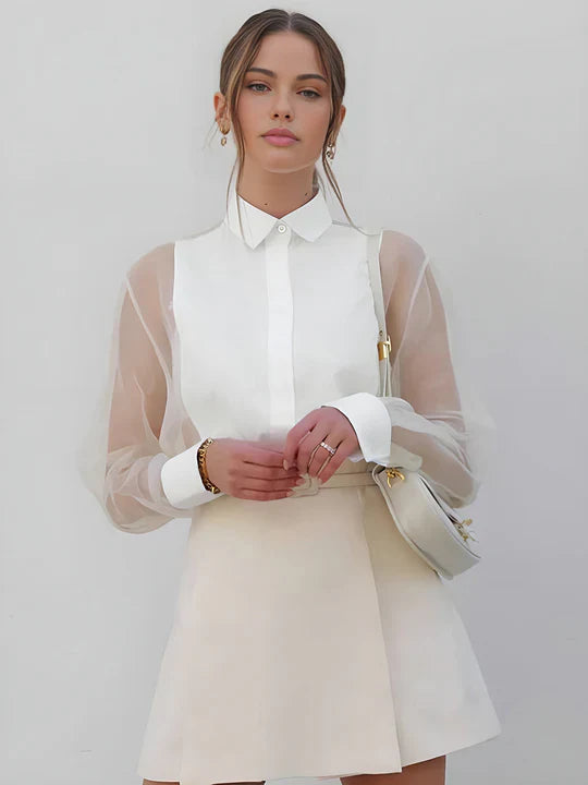 Glenda | Elegancka bluzka damska z ozdobnymi rękawami o luźnym, stylowym kroju