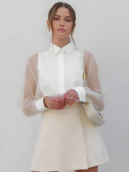 Glenda | Elegancka bluzka damska z ozdobnymi rękawami o luźnym, stylowym kroju