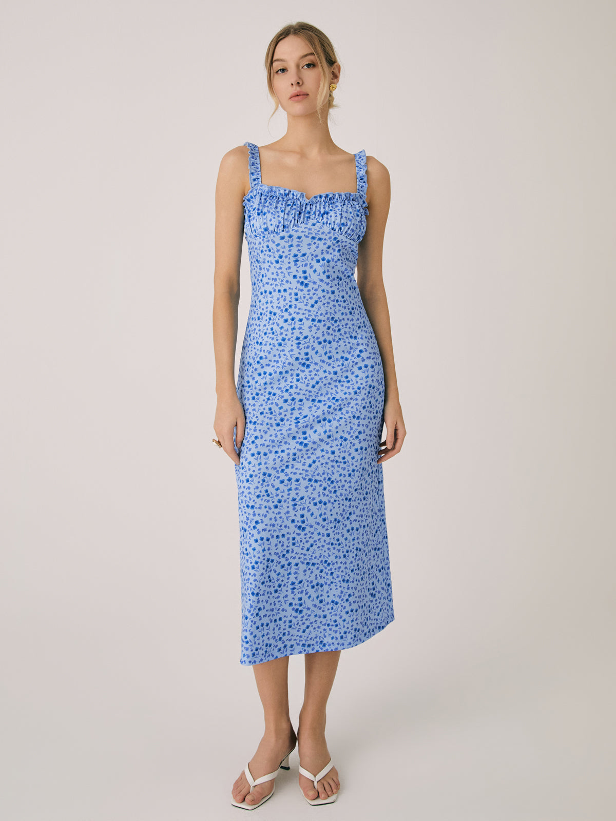 Karen | Damska sukienka midi CAMI w kwiatowy wzór w stylu boho